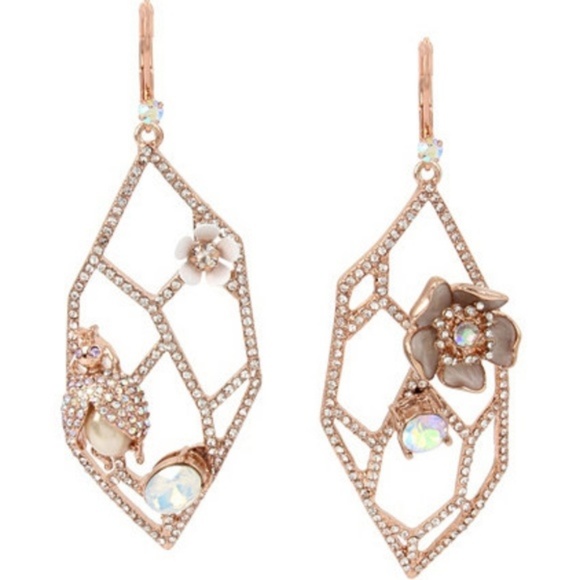 Betsey Johnson Jewelry - Betsey Johnson Rose GoldTone Crystal Drop Earrings